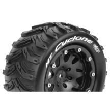 Louise RC MFT MT-CYCLONE 1-10 Monster Truck Tire Set Mounted Sport Black 2.8 Bead-Lock Wheels 0 LR-T3310SB