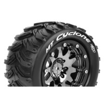 Louise RC MFT MT-CYCLONE 1-10 Monster Truck Tire Set Mounted Sport Black Chrome 2.8 Bead-Lock Wheels LR-T3310SBC