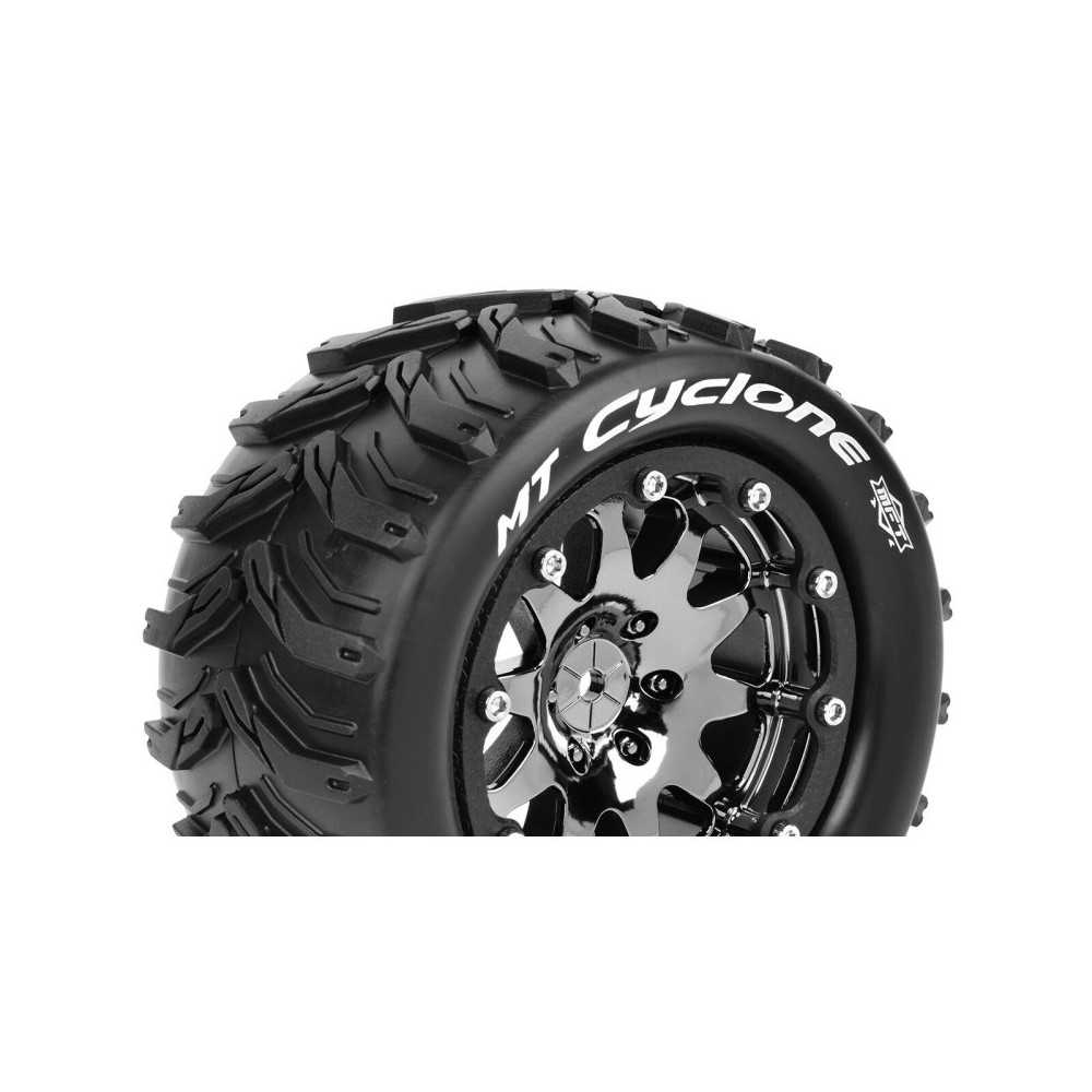 Louise RC MFT MT-CYCLONE 1-10 Monster Truck Tire Set Mounted Sport Black Chrome 2.8 Bead-Lock Wheels LR-T3310SBC Louise RC MFT MT-CYCLONE 1-10 Monster Truck Tire Set Mounted Sport Black Chrome 2.8 Bead-Lock Wheels LR-T3310SBC