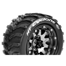 Louise RC MFT MT-CYCLONE 1-10 Monster Truck Tire Set Mounted Sport Black Chrome 2.8 Bead-Lock Wheels LR-T3310SBCH