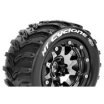 Louise RC MFT MT-CYCLONE 1-10 Monster Truck Tire Set Mounted Sport Black Chrome 2.8 Bead-Lock Wheels LR-T3310SBCH