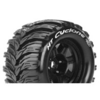 Louise RC MFT MT-CYCLONE 1-8 Monster Truck Tire Set Mounted Sport Black 3.8 Bead Style Wheels 1/2 LR-T3323BH