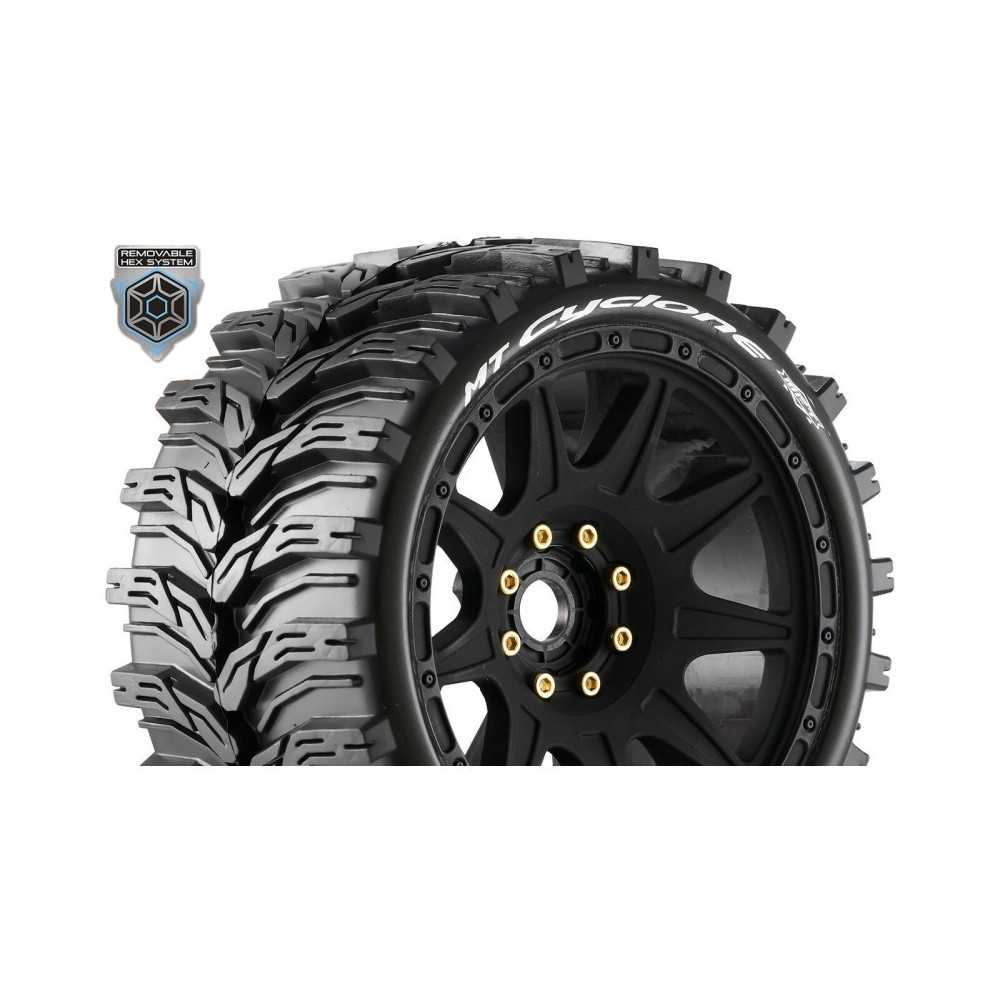 Louise RC MFT MT-CYCLONE speed 1-8 Monster Truck Tire Set Mounted Soft Black Wheels LR-T3356SB Louise RC MFT MT-CYCLONE speed 1-8 Monster Truck Tire Set Mounted Soft Black Wheels LR-T3356SB
