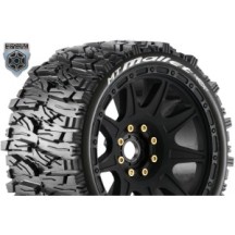Louise RC MFT MT-MALLET speed 1-8 Monster Truck Tire Set Mounted Soft Black Wheels LR-T3355SB