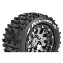 Louise RC MFT MT-PIONEER 1-10 Monster Truck Tire Set Mounted Sport Black Chrome 2.8 Bead-Lock Wheels LR-T3308SBC