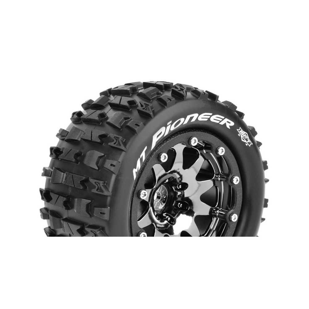 Louise RC MFT MT-PIONEER 1-10 Monster Truck Tire Set Mounted Sport Black Chrome 2.8 Bead-Lock Wheels LR-T3308SBCH