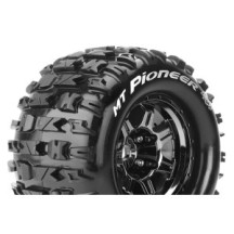 Louise RC MFT MT-PIONEER 1-8 Monster Truck Tire Set Mounted Sport Black Chrome 3.8 Bead Style Wheels LR-T3321BC