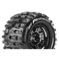 Louise RC MFT MT-PIONEER 1-8 Monster Truck Tire Set Mounted Sport Black Chrome 3.8 Bead Style Wheels LR-T3321BC