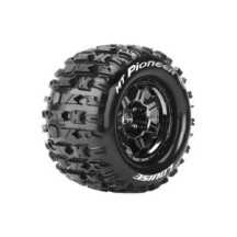 Louise RC MFT MT-PIONEER 1-8 Monster Truck Tire Set Mounted Sport Black Chrome 3.8 Bead Style Wheels LR-T3321BC