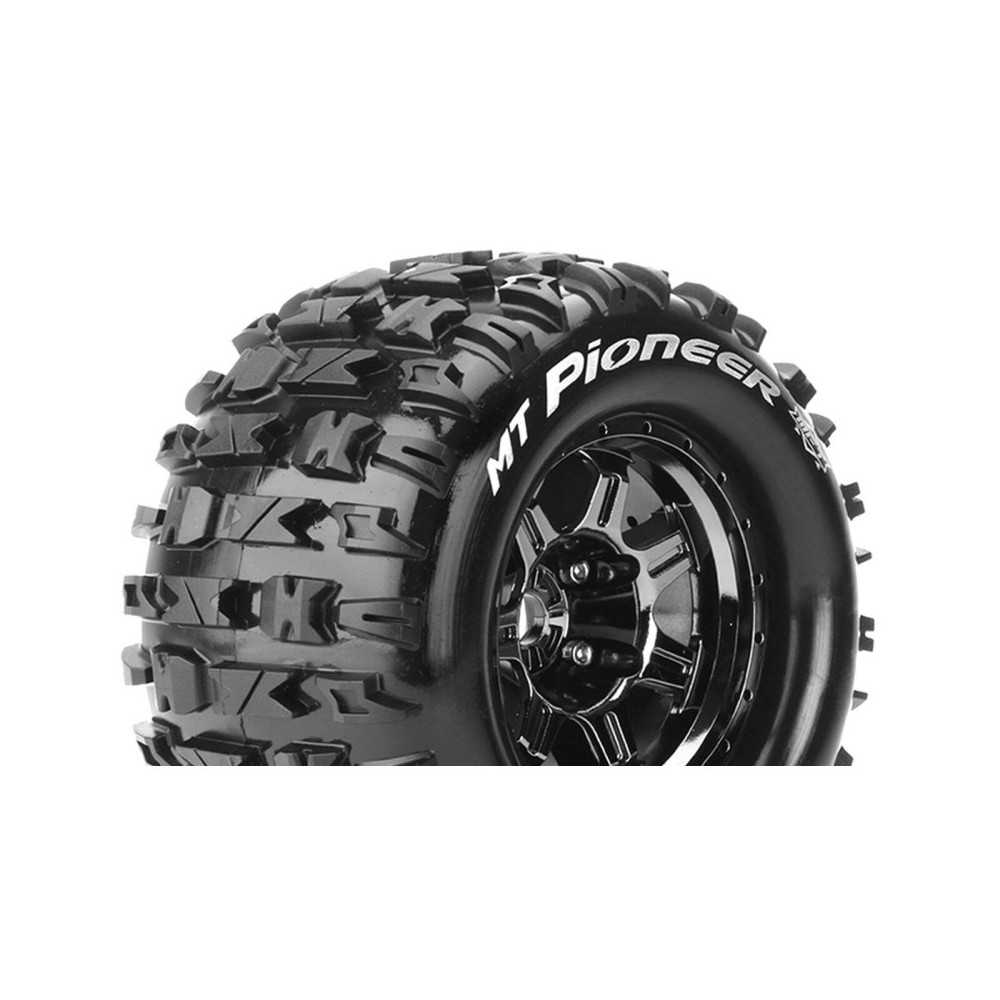 Louise RC MFT MT-PIONEER 1-8 Monster Truck Tire Set Mounted Sport Black Chrome 3.8 Bead Style Wheels LR-T3321BCH