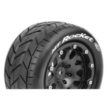 Louise RC MFT MT-ROCKET 1-10 Monster Truck Tire Set Mounted Sport Black 2.8 Bead-Lock Wheels 0 LR-T3307SB