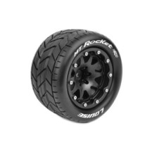 Louise RC MFT MT-ROCKET 1-10 Monster Truck Tire Set Mounted Sport Black 2.8 Bead-Lock Wheels 1/2 LR-T3307SBH