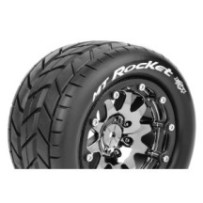 Louise RC MFT MT-ROCKET 1-10 Monster Truck Tire Set Mounted Sport Black Chrome 2.8 Bead-Lock Wheels LR-T3307SBC