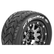 Louise RC MFT MT-ROCKET 1-10 Monster Truck Tire Set Mounted Sport Black Chrome 2.8 Bead-Lock Wheels LR-T3307SBCH