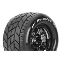 Louise RC MFT MT-ROCKET 1-8 Monster Truck Tire Set Mounted Sport Black Chrome 3.8 Bead Style Wheels LR-T3320BC