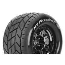 Louise RC MFT MT-ROCKET 1-8 Monster Truck Tire Set Mounted Sport Black Chrome 3.8 Bead Style Wheels LR-T3320BCH