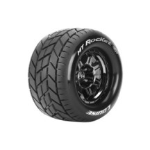 Louise RC MFT MT-ROCKET 1-8 Monster Truck Tire Set Mounted Sport Black Chrome 3.8 Bead Style Wheels LR-T3320BCH