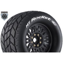 Louise RC MFT MT-ROCKET 1-8 Monster Truck Tire Set Mounted Sport Black Wheels LR-T3320X
