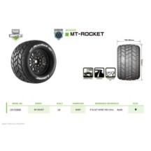 Louise RC MFT MT-ROCKET 1-8 Monster Truck Tire Set Mounted Sport Black Wheels LR-T3320X