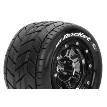 Louise RC MFT MT-ROCKET Tire Set for Maxx Mounted Sport Black Chrome 3.8 Bead-Lock Wheels 1/2 LR-T3328SBC