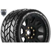 Louise RC MFT MT-ROCKET speed 1-8 Monster Truck Tire Set Mounted Soft Black Wheels LR-T3353SB