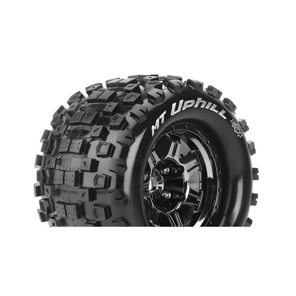 Louise RC MFT MT-UPHILL 1-8 Monster Truck Tire Set Mounted Sport Black Chrome 3.8 Bead Style Wheels LR-T3322BC