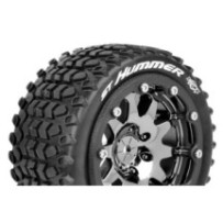 Louise RC MFT ST-HUMMER 1-10 Monster Truck Tire Set Mounted Sport Black Chrome 2.8 Bead-Lock Wheels LR-T3314SBC