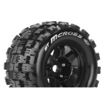 Louise RC MFT ST-MCROSS 1-8 Stadium Truck Tire Set Mounted Sport Black 3.8 Bead Style Wheels 0 LR-T3327B