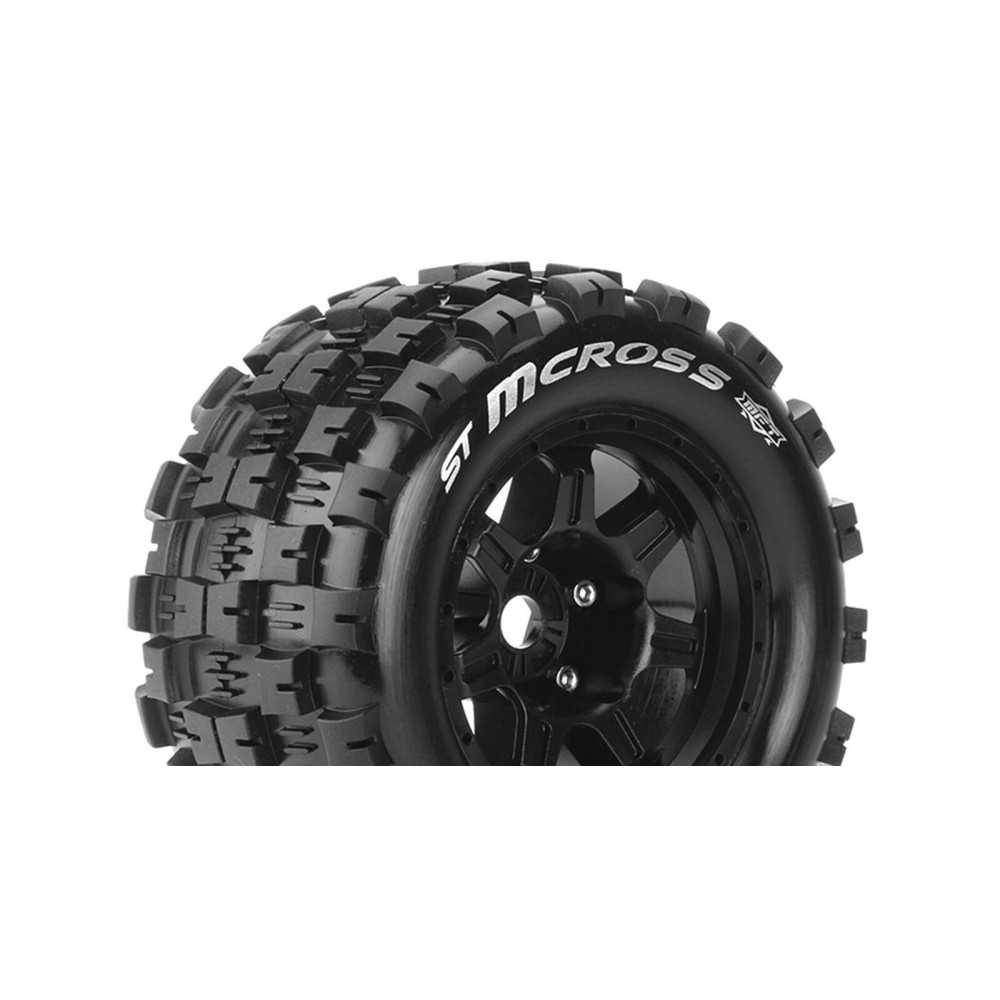 Louise RC MFT ST-MCROSS 1-8 Stadium Truck Tire Set Mounted Sport Black 3.8 Bead Style Wheels 0 LR-T3327B