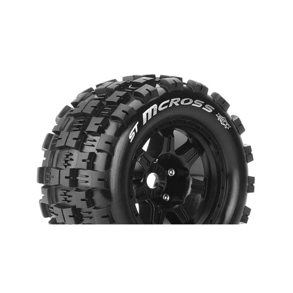 Louise RC MFT ST-MCROSS 1-8 Stadium Truck Tire Set Mounted Sport Black 3.8 Bead Style Wheels 1/2 LR-T3327BH