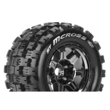 Louise RC MFT ST-MCROSS 1-8 Stadium Truck Tire Set Mounted Sport Black Chrome 3.8 Bead Style Wheels LR-T3327BC