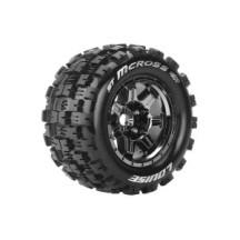 Louise RC MFT ST-MCROSS 1-8 Stadium Truck Tire Set Mounted Sport Black Chrome 3.8 Bead Style Wheels LR-T3327BC