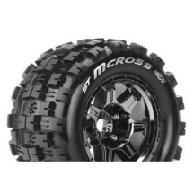 Louise RC MFT ST-MCROSS 1-8 Stadium Truck Tire Set Mounted Sport Black Chrome 3.8 Bead Style Wheels LR-T3327BCH