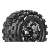 Louise RC MFT ST-MCROSS 1-8 Stadium Truck Tire Set Mounted Sport Black Chrome 3.8 Bead Style Wheels LR-T3327BCH