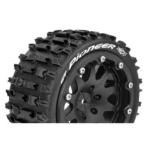 Louise RC MFT ST-PIONEER 1-10 Monster Truck Tire Set Mounted Sport Black 2.8 Bead-Lock Wheels 0 LR-T3312SB