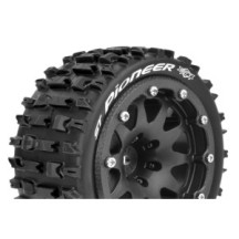 Louise RC MFT ST-PIONEER 1-10 Monster Truck Tire Set Mounted Sport Black 2.8 Bead-Lock Wheels 1/2 LR-T3312SBH