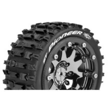 Louise RC MFT ST-PIONEER 1-10 Monster Truck Tire Set Mounted Sport Black Chrome 2.8 Bead-Lock Wheels LR-T3312SBC