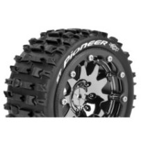 Louise RC MFT ST-PIONEER 1-10 Monster Truck Tire Set Mounted Sport Black Chrome 2.8 Bead-Lock Wheels LR-T3312SBC