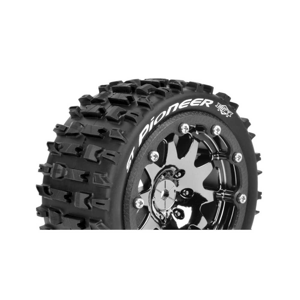 Louise RC MFT ST-PIONEER 1-10 Monster Truck Tire Set Mounted Sport Black Chrome 2.8 Bead-Lock Wheels LR-T3312SBC Louise RC MFT ST-PIONEER 1-10 Monster Truck Tire Set Mounted Sport Black Chrome 2.8 Bead-Lock Wheels LR-T3312SBC