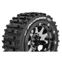 Louise RC MFT ST-PIONEER 1-10 Monster Truck Tire Set Mounted Sport Black Chrome 2.8 Bead-Lock Wheels LR-T3312SBCH