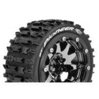 Louise RC MFT ST-PIONEER 1-10 Monster Truck Tire Set Mounted Sport Black Chrome 2.8 Bead-Lock Wheels LR-T3312SBCH