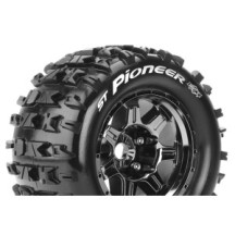 Louise RC MFT ST-PIONEER 1-8 Stadium Truck Tire Set Mounted Sport Black Chrome 3.8 Bead Style Wheels LR-T3325BCH