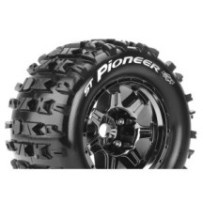 Louise RC MFT ST-PIONEER 1-8 Stadium Truck Tire Set Mounted Sport Black Chrome 3.8 Bead Style Wheels LR-T3325BCH