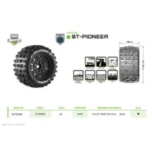 Louise RC MFT ST-PIONEER 1-8 Stadium Truck Tire Set Mounted Sport Black Wheels LR-T3325X
