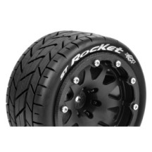 Louise RC MFT ST-ROCKET 1-10 Monster Truck Tire Set Mounted Sport Black 2.8 Bead-Lock Wheels 1/2 LR-T3311SBH