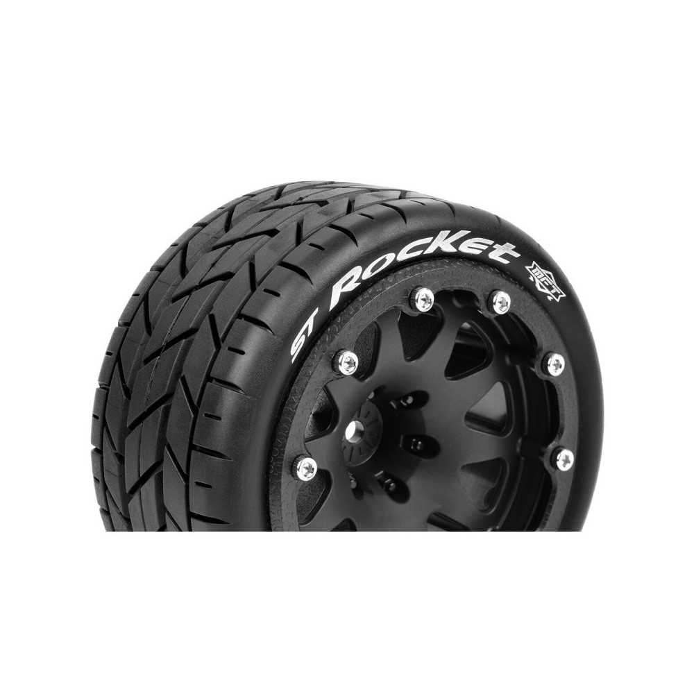 Louise RC MFT ST-ROCKET 1-10 Monster Truck Tire Set Mounted Sport Black 2.8 Bead-Lock Wheels 1/2 LR-T3311SBH