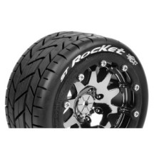 Louise RC MFT ST-ROCKET 1-10 Monster Truck Tire Set Mounted Sport Black Chrome 2.8 Bead-Lock Wheels LR-T3311SBC