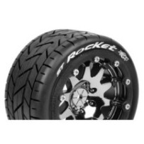 Louise RC MFT ST-ROCKET 1-10 Monster Truck Tire Set Mounted Sport Black Chrome 2.8 Bead-Lock Wheels LR-T3311SBC