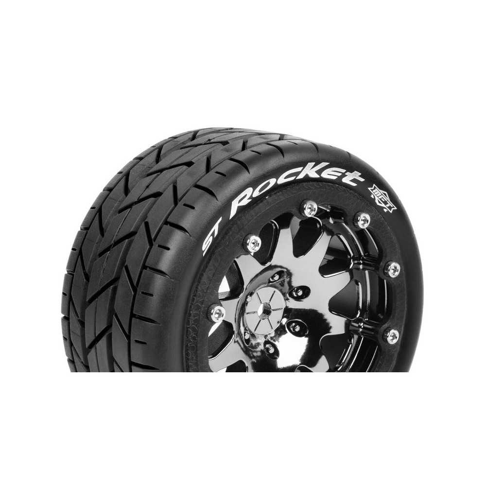 Louise RC MFT ST-ROCKET 1-10 Monster Truck Tire Set Mounted Sport Black Chrome 2.8 Bead-Lock Wheels LR-T3311SBC Louise RC MFT ST-ROCKET 1-10 Monster Truck Tire Set Mounted Sport Black Chrome 2.8 Bead-Lock Wheels LR-T3311SBC