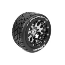 Louise RC MFT ST-ROCKET 1-10 Monster Truck Tire Set Mounted Sport Black Chrome 2.8 Bead-Lock Wheels LR-T3311SBC